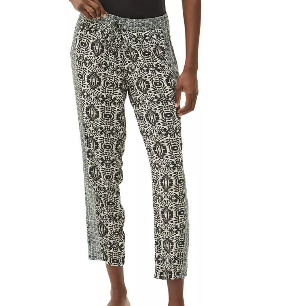 Michael Stars Jordy Pants Womens Medium Green Tribal Pull-on High Rise Boho